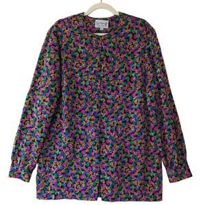 Vintage Gay Boyer 1980s Spool Of Thread Spindle Jewel Colored Blouse Size 18 USA